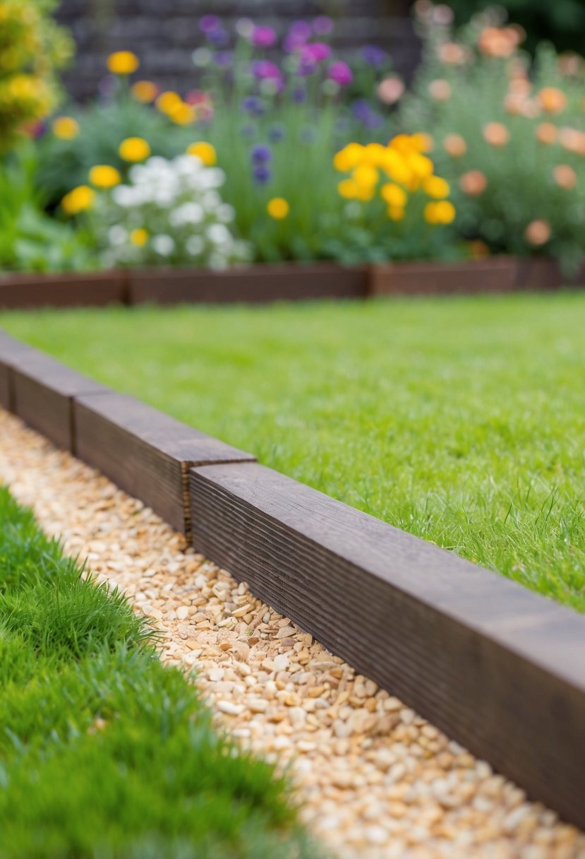 A garden with 35 tanalised pine sleepers used as borders