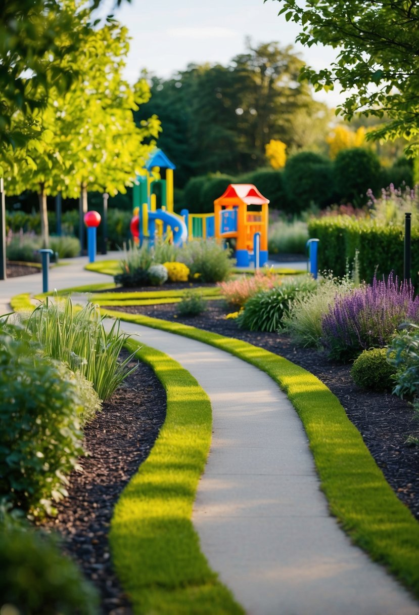 A winding cycle path passes through 30 gardens, ending at a vibrant kids' play area