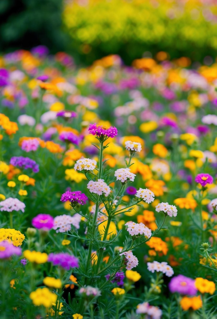 A field of colorful wildflowers, including sweet alyssum, spread across 45 gardens in a vibrant display of nature's beauty