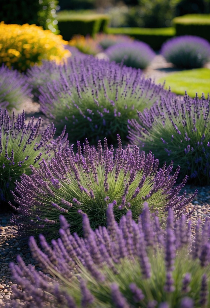 A spiral garden with 47 lavender plants in bloom