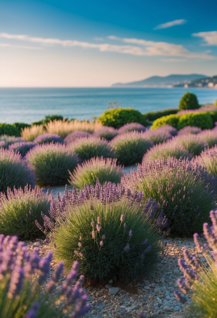 A serene coastal garden with 47 lavender patches