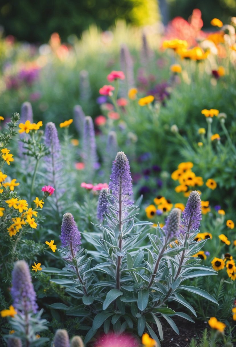 A lush garden filled with wild sage and colorful wildflowers