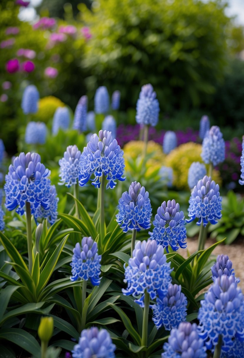 A lush garden filled with vibrant Agapanthus 'Ice Blue' blooms, creating a picturesque and serene setting