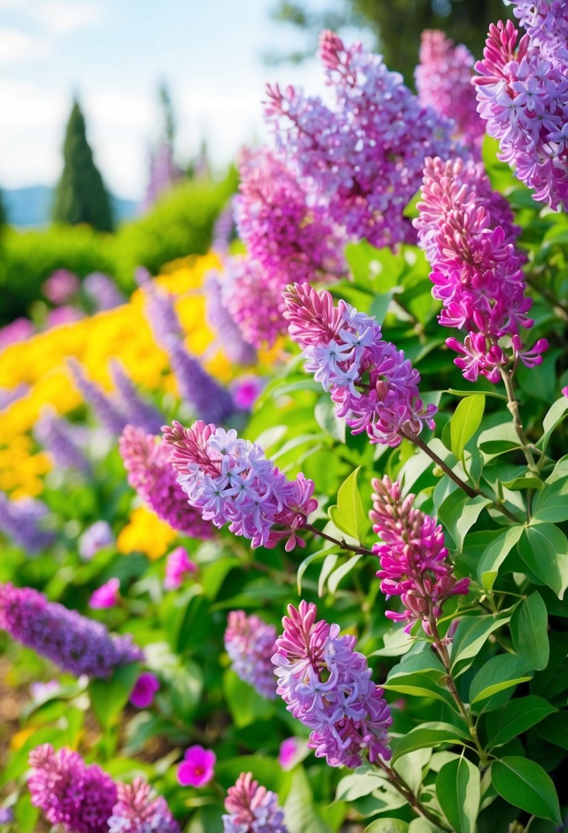A vibrant garden filled with California Lilac and wildflowers in full bloom