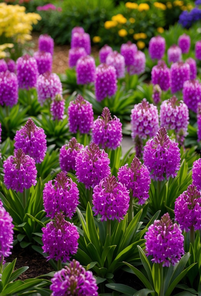 A lush garden filled with vibrant Agapanthus 'Tinkerbell' flowers in full bloom, creating a stunning display of color and beauty