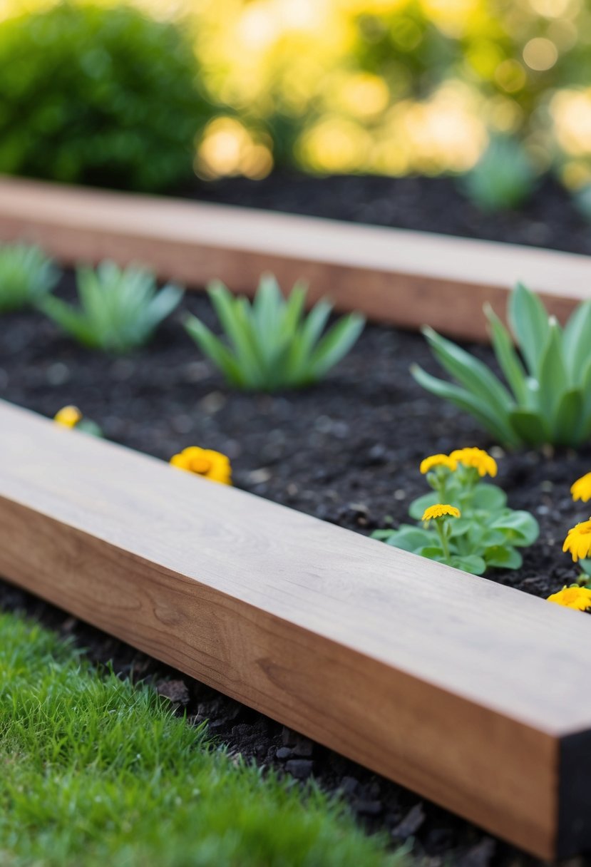 A row of 35 smooth finished sleepers creates garden borders